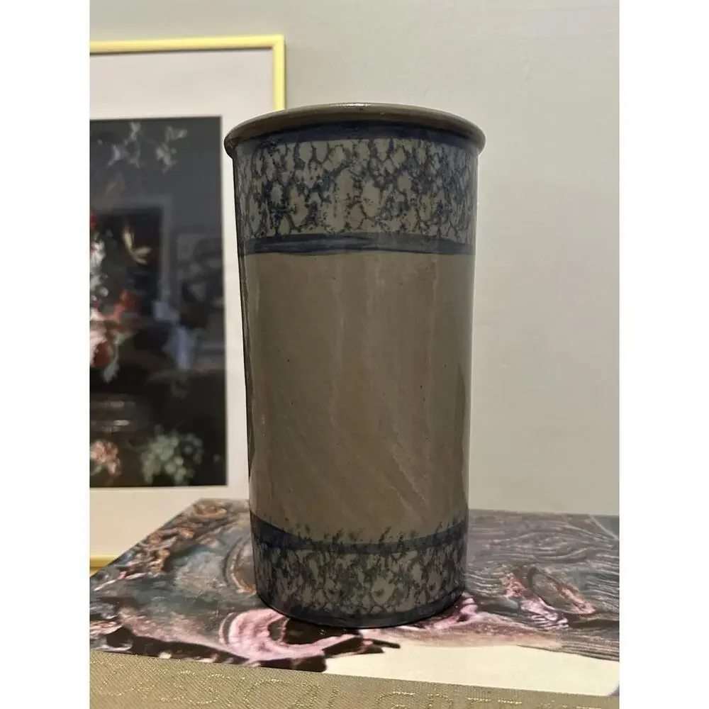 Stoneware Cylinder Vase Or Kitchen Utensil Holder By Beaumont Brothers Pottery